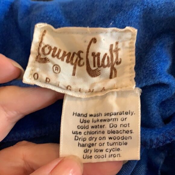 Vtg 60s/70s Lounge Craft royal blue polyester velour zip up robe - Picture 8 of 8